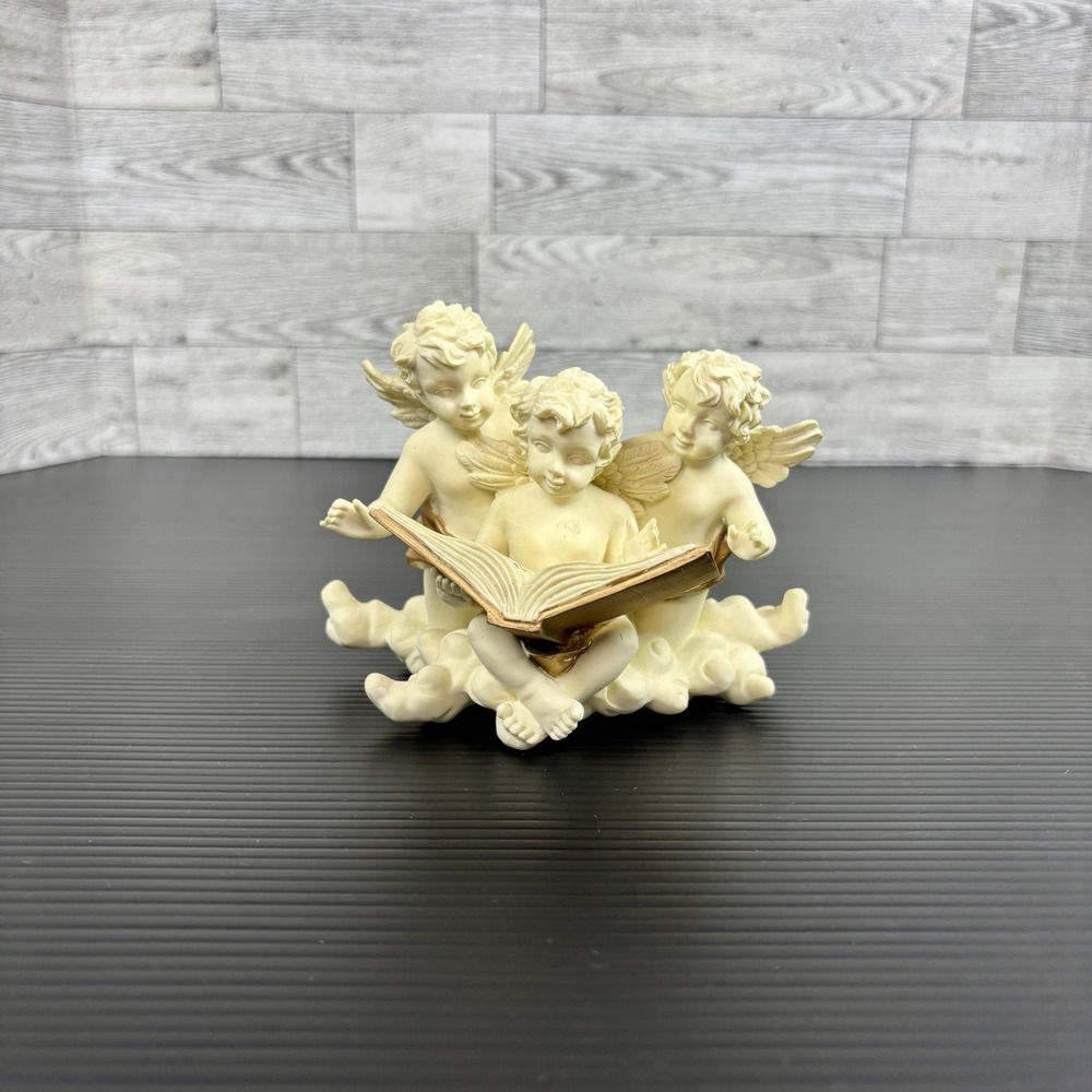 House of Lloyd Cherished Moments Cherub Angel Trio Statue‎ Reading Book